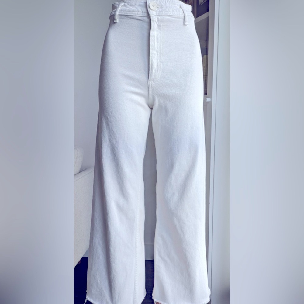 Zara White High-Waist Straight-Leg Jeans